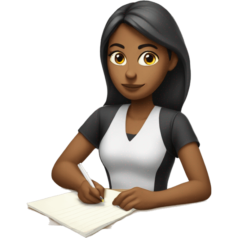 disciplinary female student writing emoji