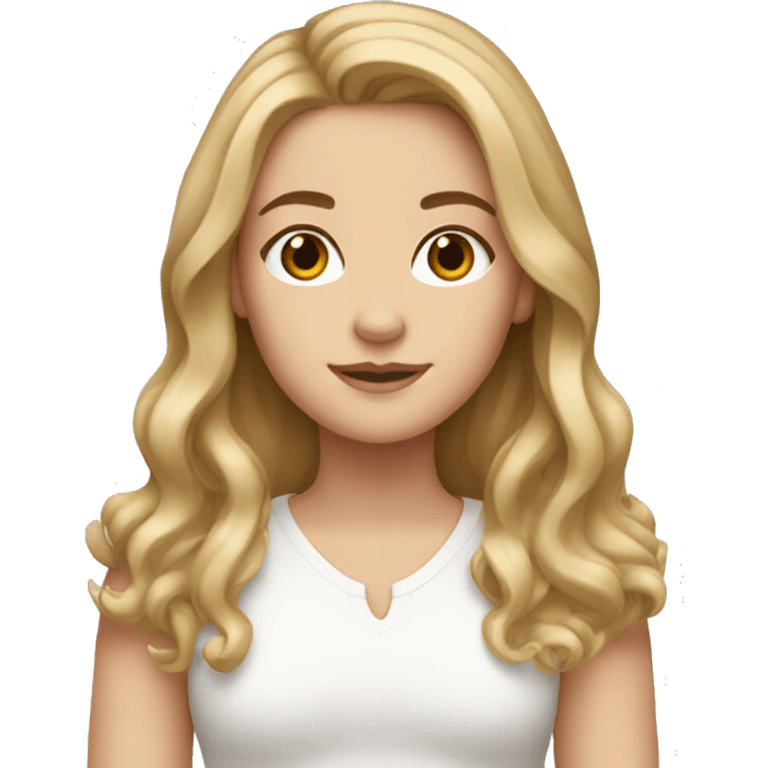 White girl with brown blond hair middle part emoji