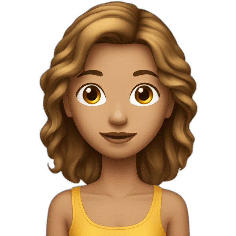 Fille légèrement bronzé avec des longs cheveux emoji