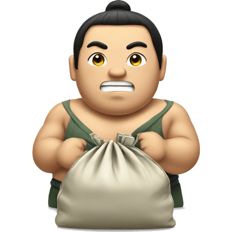 Sumo wrestler holding a bag of money emoji