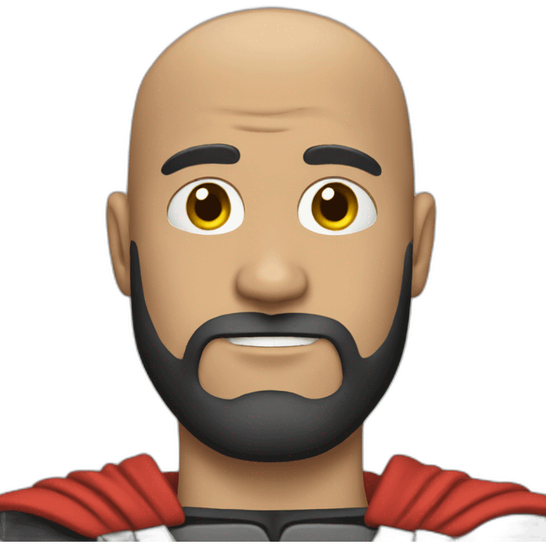 Bald guy with a beard dressed as Batman emoji