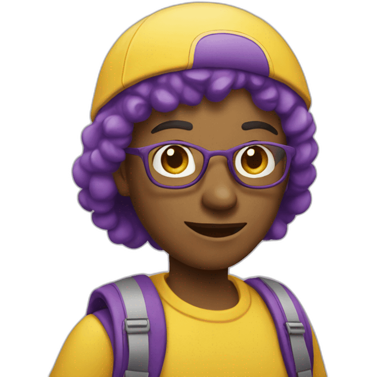 tourist in yellow and violet clothes emoji