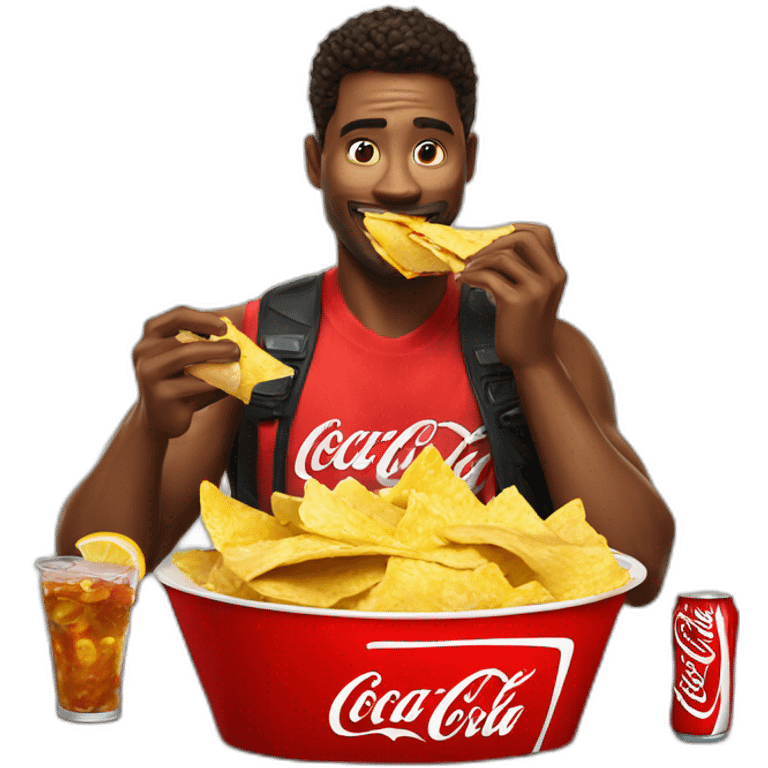 coca cola-comiendo nachos emoji