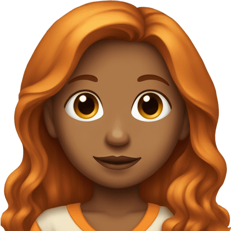 Tan Girl with long orange hair holding a brown haired baby boy emoji