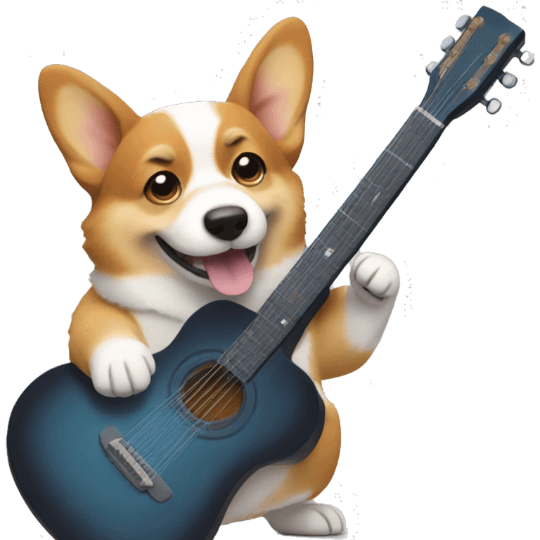 Corgi playing the guitar intensely  emoji