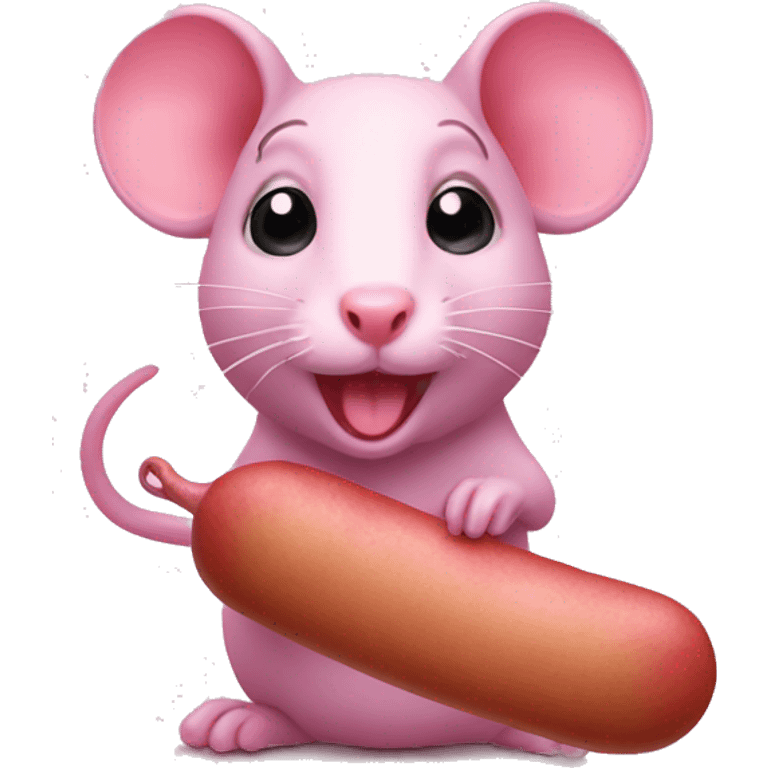 pink girl rat with sausage emoji