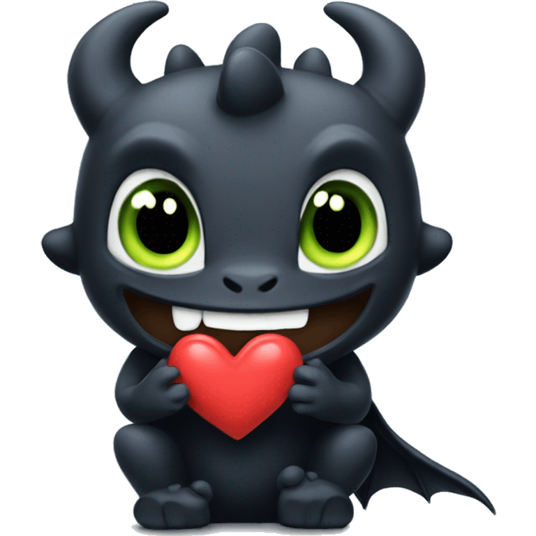 Toothless hold a heart  emoji