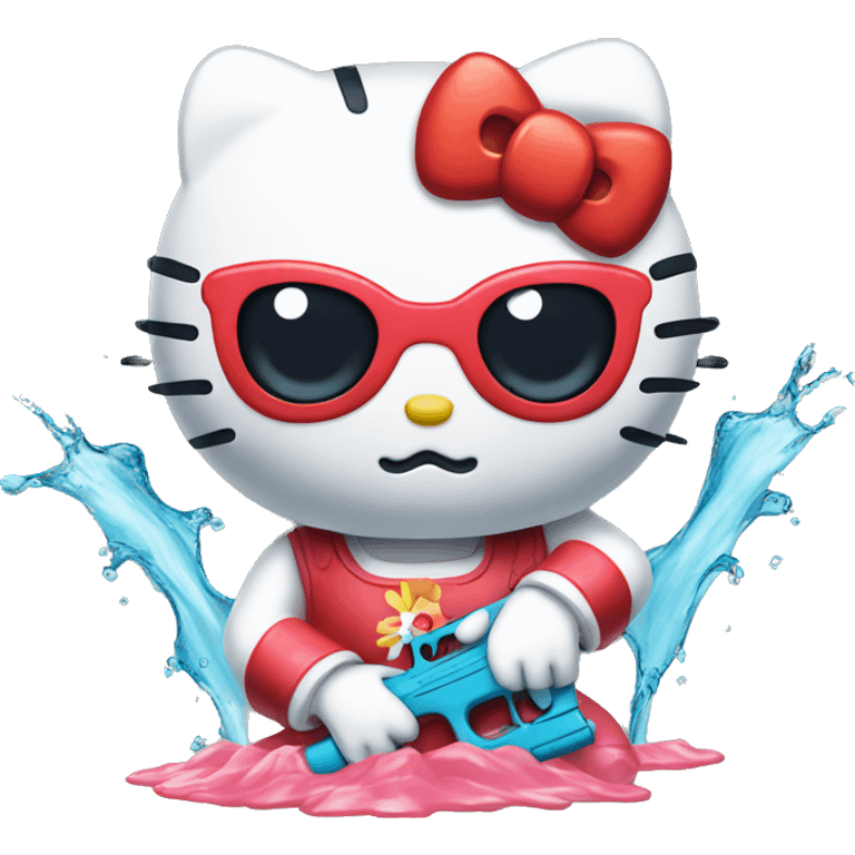 hello kitty with water gun emoji