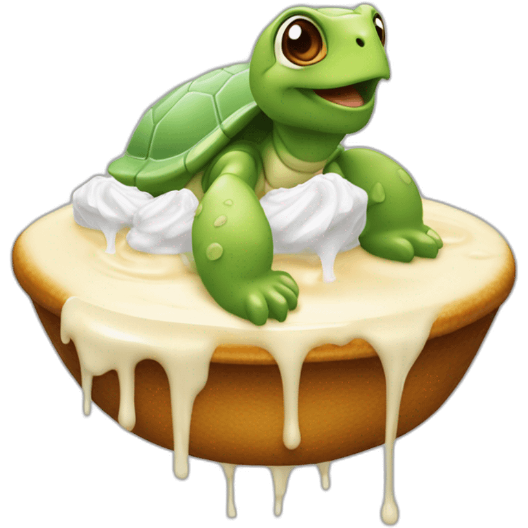 Tortue qui mange crème glacée emoji