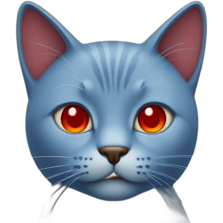 Blue cat with red eyes emoji