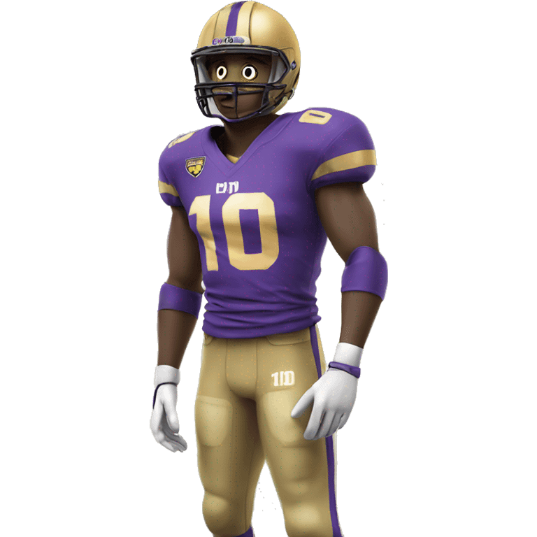 Football player, number 10 wearing purple and gold emoji