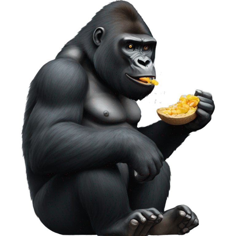 a gorilla eating emoji