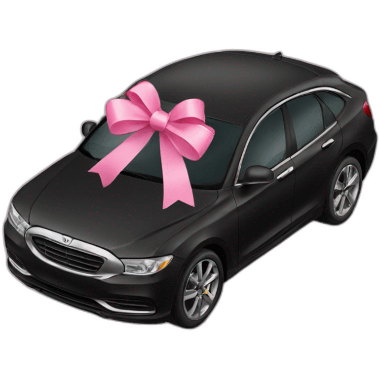 black car with pink ribbon emoji