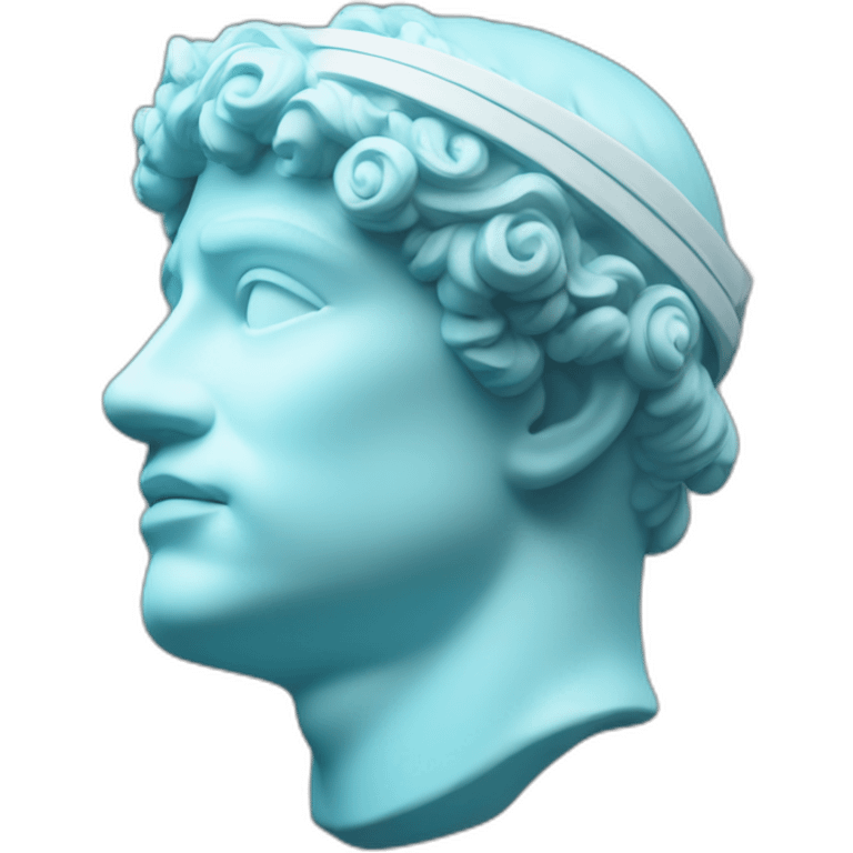 light blue greco-roman bust glowing headband emoji