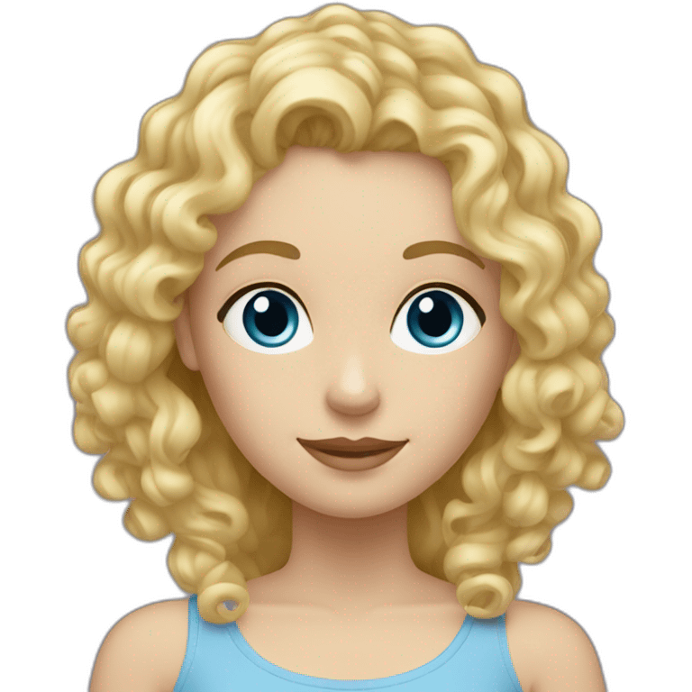 caucasian curly blonde blue eyes woman with two daughters emoji