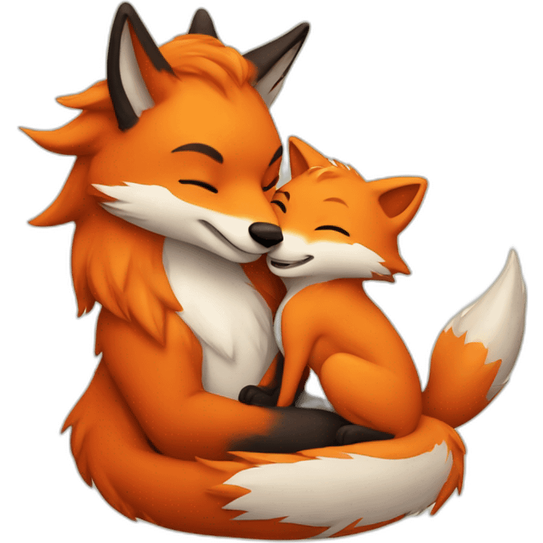 fox and dragon cuddling emoji