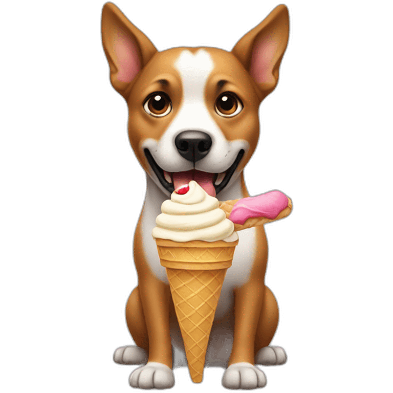 a dog eating ice cream emoji