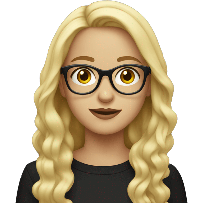 blonde girl in black with glasses  emoji