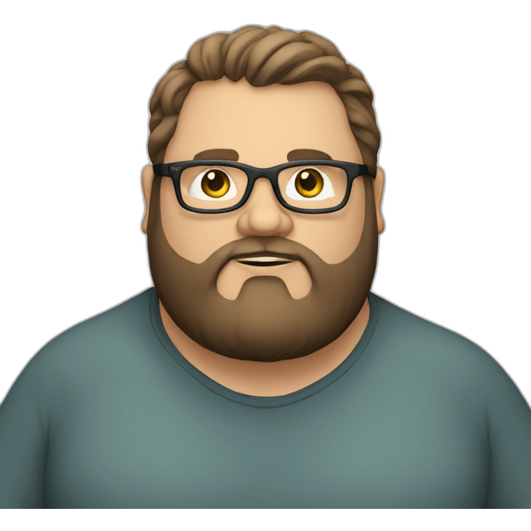 fat white guy with dark hair and beard with glasses emoji