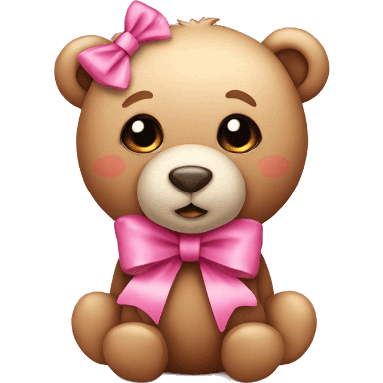 cute teddy bear with pink bow emoji