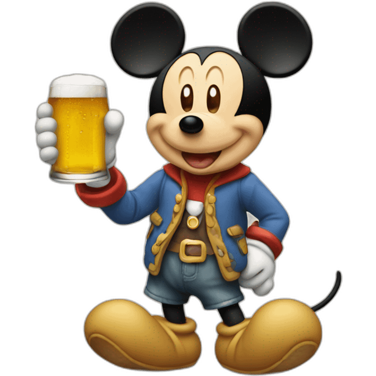 mickey avec une bière emoji