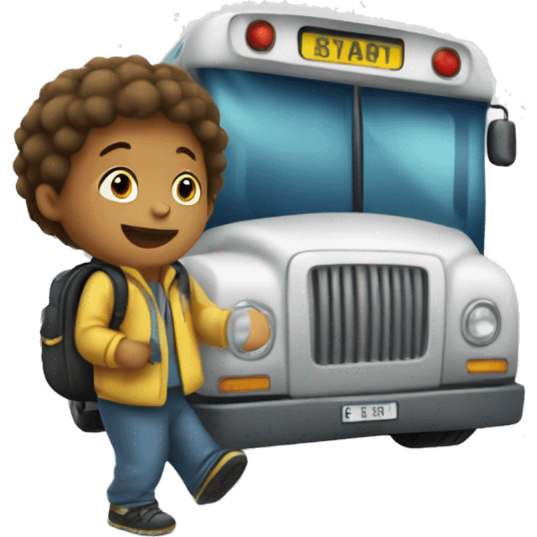 Kid getting on to a bus emoji