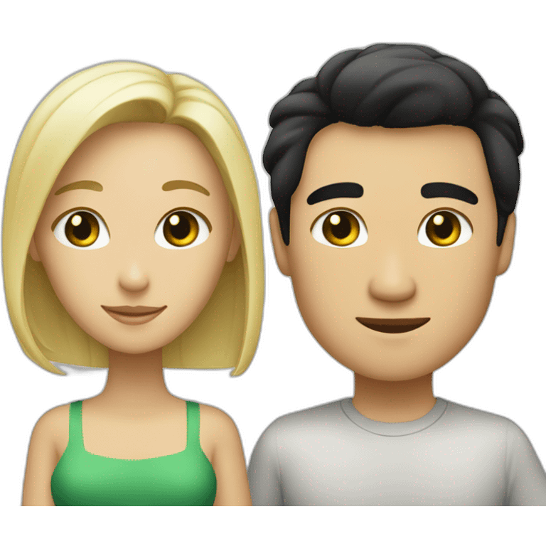 Two married people, consisting of a man with black hair and Asian black eyes, and a woman with blonde hair and green eyes.” emoji