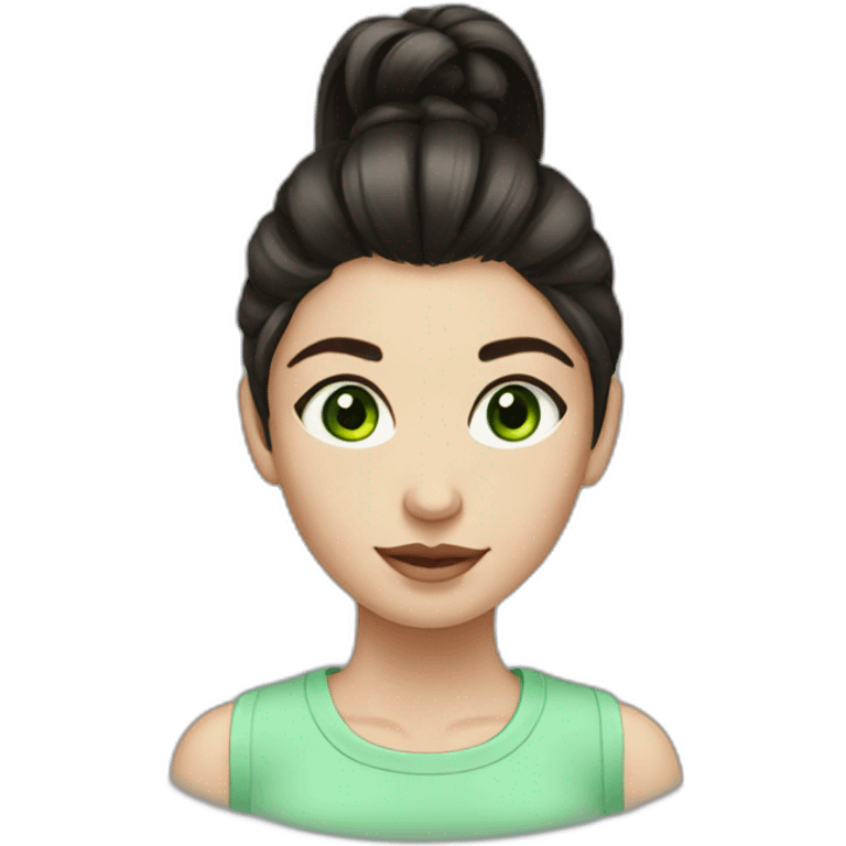 Darkhair ponytail green eyes girl emoji