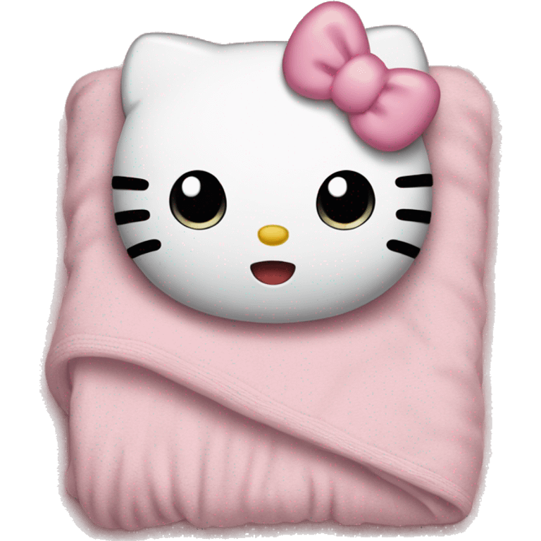 hello kitty in light pink blanket emoji