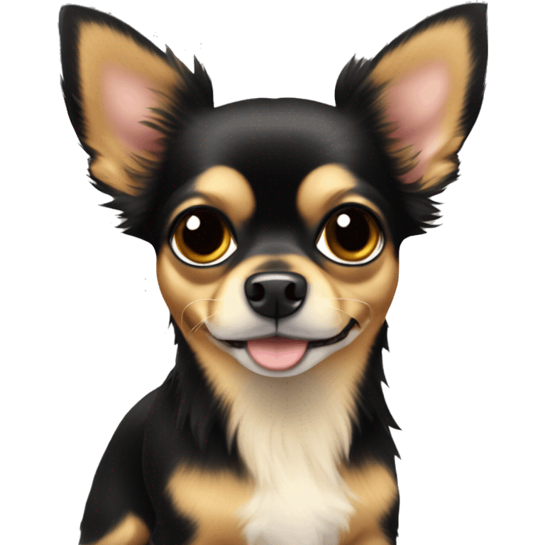 black and tan long-haired chihuahua with heart emoji eyes emoji