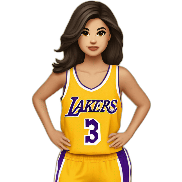 selena gomez with yellow lakers jersey emoji