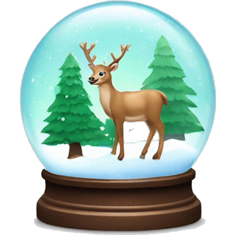 snow globe, deer, trees, Chroma key background  emoji