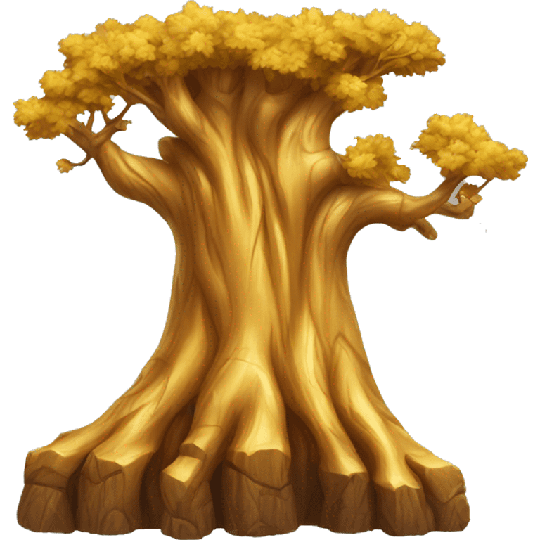 golden tree trunk with an A carved emoji