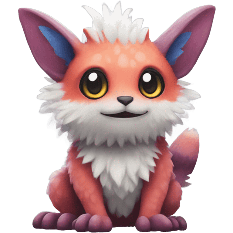 Colorful cute furry anthropomorphic painted Fakémon-Pokémon-Trico-Vernid-creature emoji