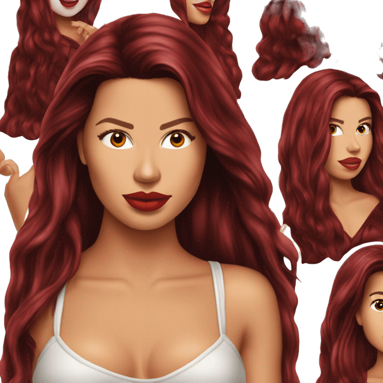 Adriana lima in 90s long dark red hair emoji