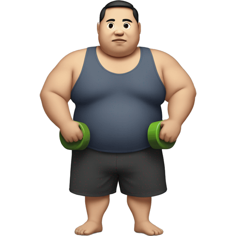 Fat asian man with weights in hand emoji