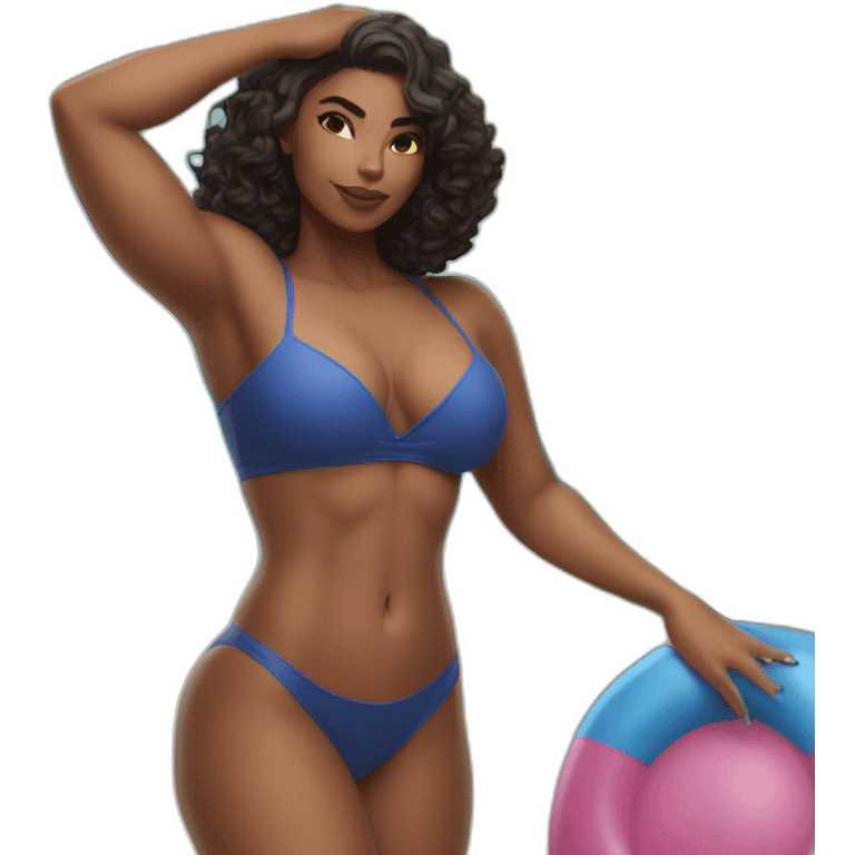 Slim-thicc Caucasian woman bikini superhero pose (beach body) emoji