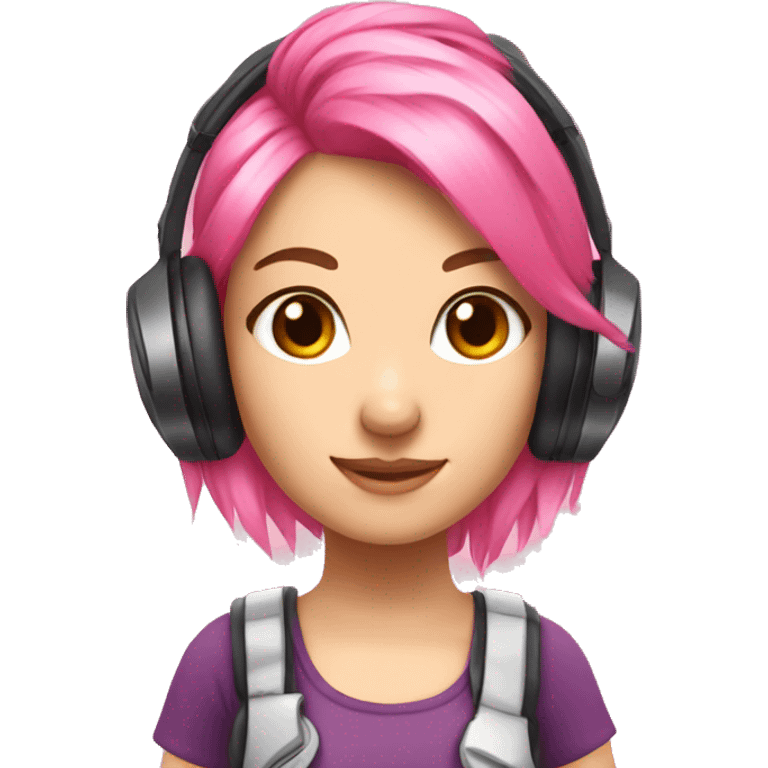 Pink hair, gamer girl, headphones, 
 pink controller emoji