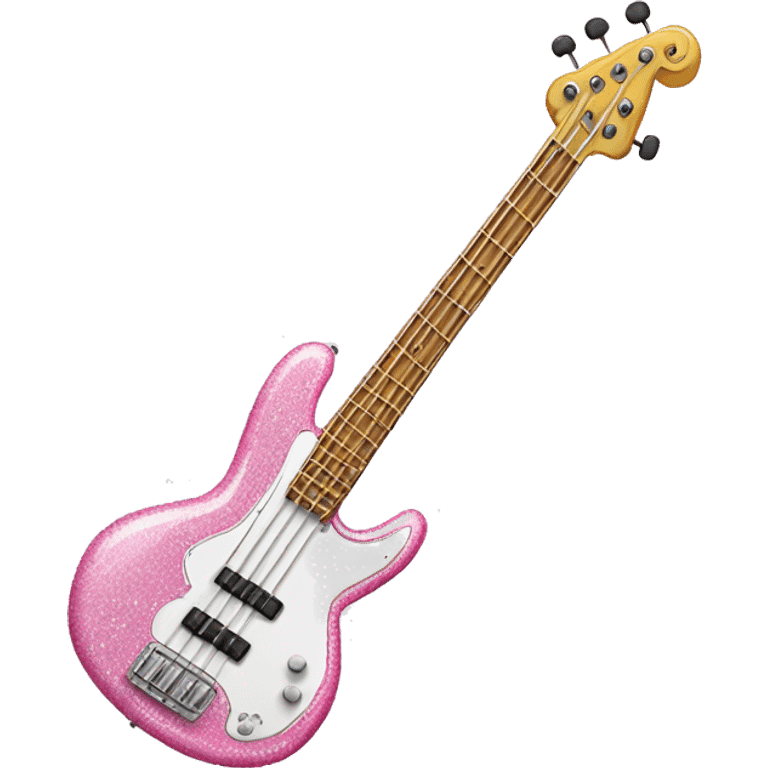 White and pink glittery bass guitar emoji