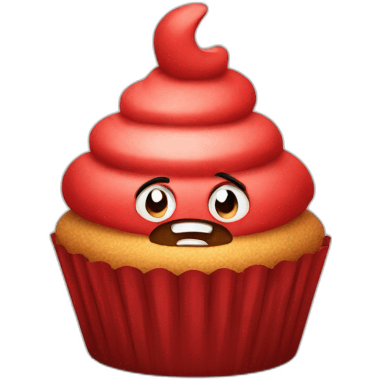 Angry red cupcake emoji