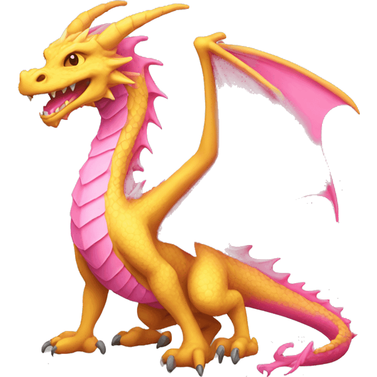 Yellow and pink dragon emoji