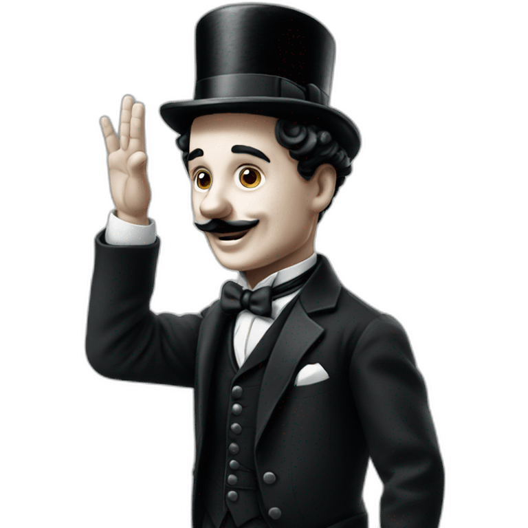 Charlie Chaplin Raising his hand emoji