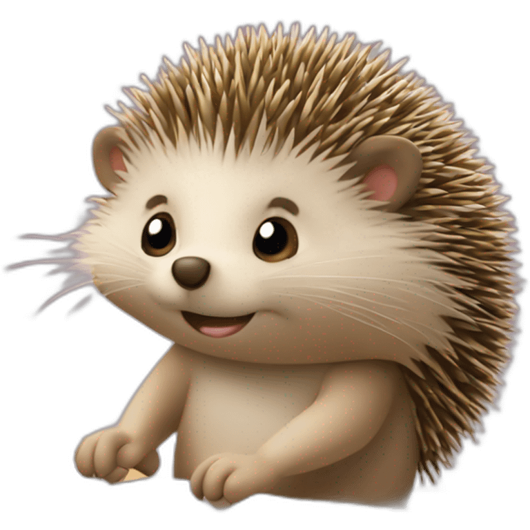 Cute hedgehog hard at work at the computer. emoji