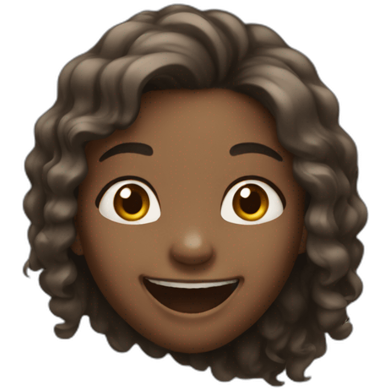 Young half black girl with long hair laughing  emoji