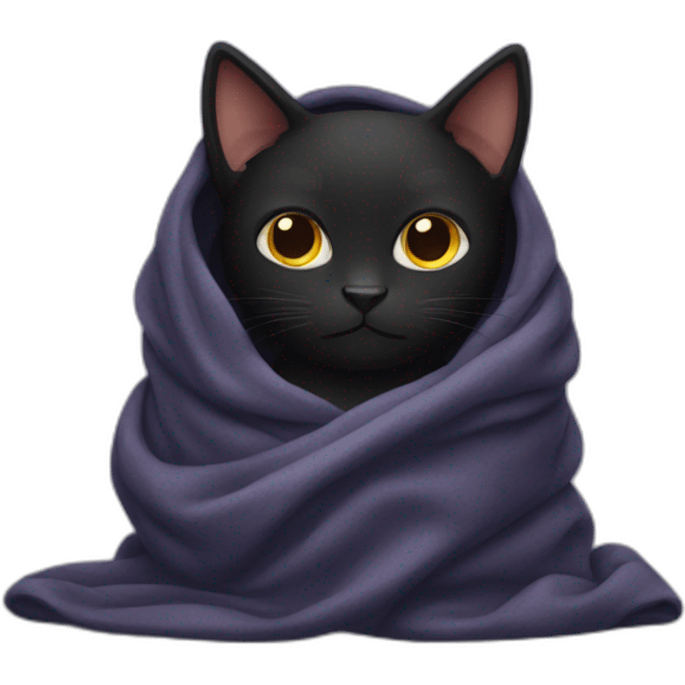 Black cat under a blanket emoji