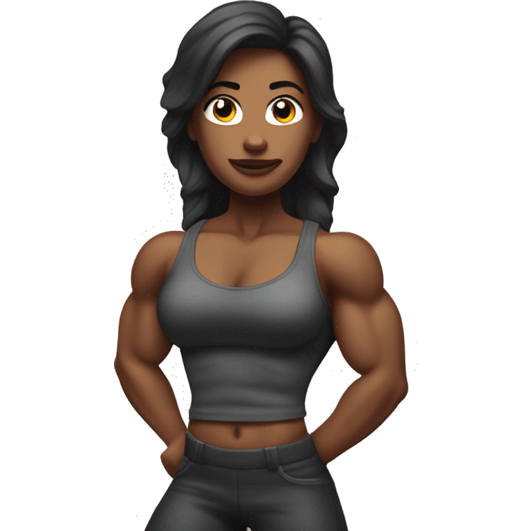 Muscular female bodybuilder, biceps, abs emoji