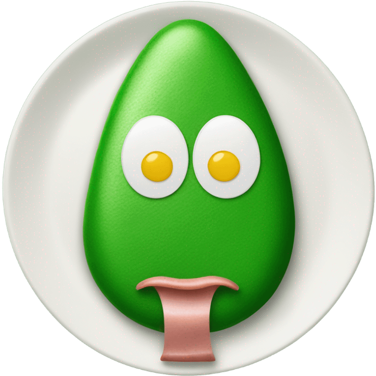 Green eggs and ham on a plate emoji