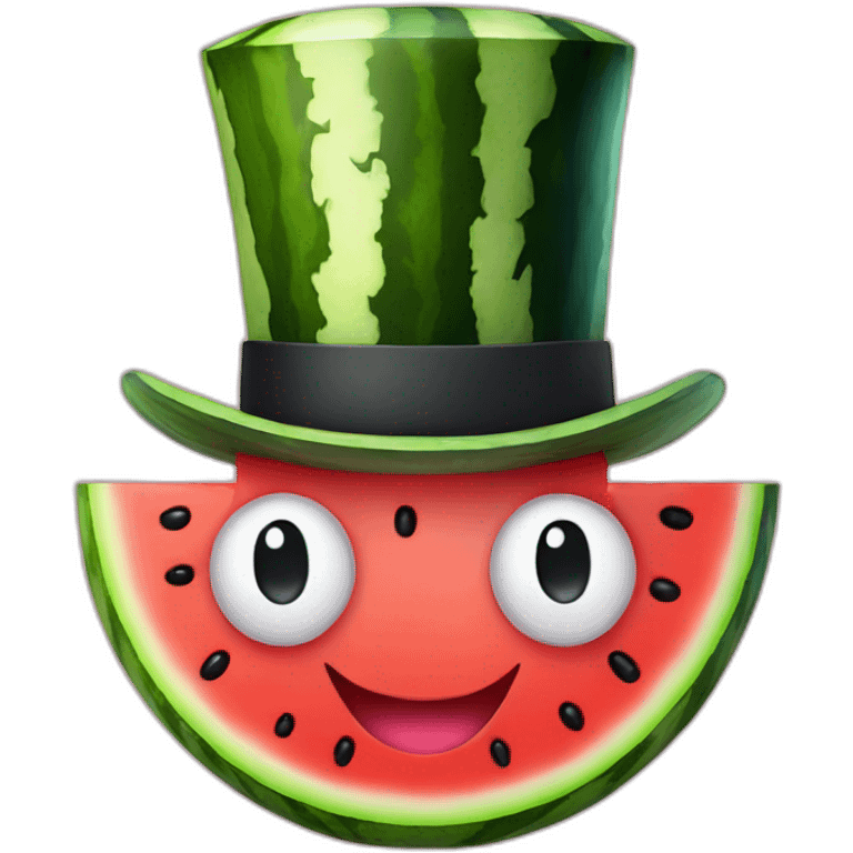 Happy Watermelon slice wearing a top hat emoji