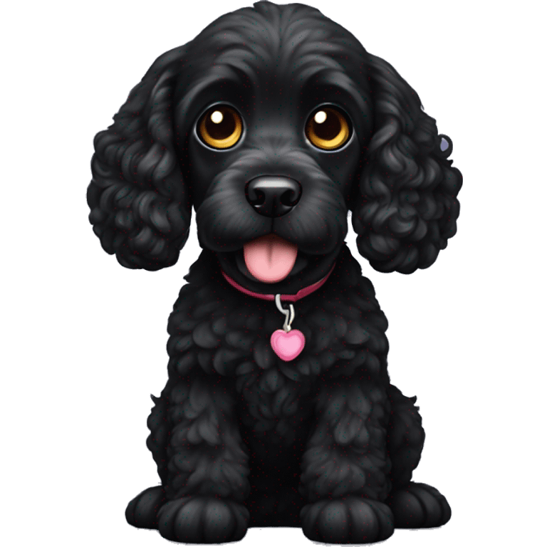 Black Cockerpoo sitting emoji