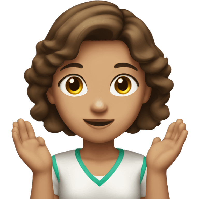 Girl with medium brown hair and brown eyes and tan skin  Clapping  emoji